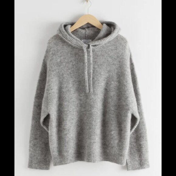 & Other Stories Alpaca-blend Gray Knit Oversized Hoodie Sweater In Size XS - Picture 3 of 4